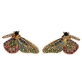 Golden butterfly stud earrings with colorful zircon micro-paving and black gemstone heads - 11# Butterfly