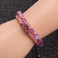 Ensemble de bracelets en or rose avec perles violettes mates et breloques en zircone - Ensemble Or Rose