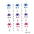 Detail view of colorful acrylic rhinestone face stickers in floral patterns model ET-17 - ET-17 Blue Puzzle Rhinestone