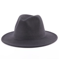 Classic dark grey wool felt fedora hat with wide flat brim and structured crown - M (56-58cm) / Dark Gray