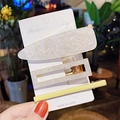 Set of 3 acrylic hair clips with white marble patterns and yellow resin barrette - White Marble Pale Yellow Set (9#) / 3-Pack