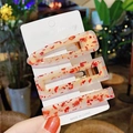 Set of 3 acrylic hair clips with red confetti sparkles on a white display card - Clear Red Flake Sequin Set (16#) / 3-Pack