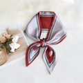 Dark red and gray heart print skinny silk scarf with elegant satin finish on faux fur background - Single Heart Wine Red