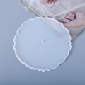 Macro view of translucent round silicone mold with wavy edges for resin DIY coasters - Mirror Wave 3-Tier Tray Mold (Medium) / Translucent White