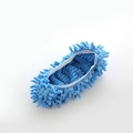 Bright blue chenille microfiber mop slipper cover with elastic band for floor cleaning - White Edge - Blue