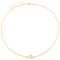 Adjustable gold paperclip chain necklace featuring a zircon-studded snake pendant - Snake Pendant Necklace (XL00103)