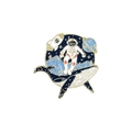 Astronaut and whale enamel pin with celestial elements and golden metal edges - Fantasy Universe Sea Combo