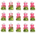 Sparkly resin gummy bear pendants with pink and green glitter for DIY jewelry making - Pink Green Glitter Bear