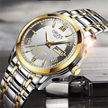 ORUSS men's automatic watch with two-tone steel strap and gold Roman numerals - Two-tone Gold White Dial (Double Calendar)
