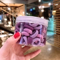 Elastic purple hair ties set in various shades for children made of soft fabric - 100 Pcs Jar / Purple