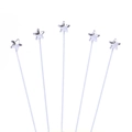 Five silver star cake toppers made of EVA sponge with white plastic sticks for party decor - Mini Silver Star - 5 Pack