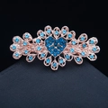 Elegante fermaglio dorato con strass blu a cuore e raffinato design a intaglio - 03# Cuore Blu