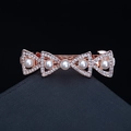 Elegant rose gold bow hair clip featuring sparkling crystals and five small pearls - 19# Symmetrical Pearl