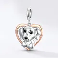S925 sterling silver heart pendant featuring a cute rose gold puppy design - Puppy in Heart (SCC1611)