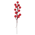 Rama de bayas rojas artificiales con 14 bayas brillantes para adorno navideño - Rama de Bayas (14JG) / Rojo