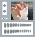 Detail of gray French press-on nails with 24 pieces in various sizes and glitter tips - Grey Transparent French Glitter Style (R122)