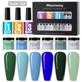 Detailed nail dipping powder kit with 6 color jars and 3 base liquids on white background - Solid Color Dipping Powder Set 02 (Suit-02)