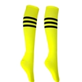 Yellow soccer socks with black triple stripes design for adults and kids - Adult (Size 37-46) / True Yellow
