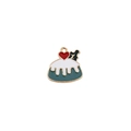 Pendentif pudding de Noël en émail avec base verte et glaçage blanc pour bijoux DIY - 14# Gâteau aux bleuets