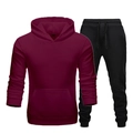 Survêtement de sport deux pièces avec sweat à capuche bordeaux et jogging noir unisexe - Bordeaux/Noir