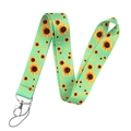 Detail of green lanyard featuring yellow sunflower patterns with a metal lobster clasp - AL4058 Green Sunflower Lanyard