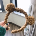 Cute brown plush teddy bear ear headband for women with soft fluffy lamb fleece texture - Brown Bear Ears