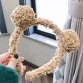 Cute khaki lamb wool bear ear headband with fluffy texture for autumn and winter - Khaki Bear Ears