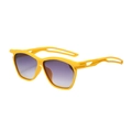 Y2K square frame sports sunglasses with yellow lightweight frame and purple gradient lenses - Yellow Frame Gradient Grey Lenses
