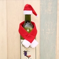 Set mini cappello e sciarpa di Natale in velluto rosso per decorazione creativa bottiglie - Set di Bottiglie di Vino