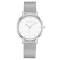 Minimalist silver stainless steel mesh watch with a white Roman numeral dial for women - White Dial Silver Strap / Silver