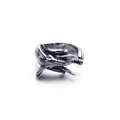Punk style elephant head ring in vintage silver finish with adjustable open band design - Silver / US 8