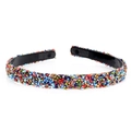 Minimalist vintage headband with colorful multi-colored beads and black inner base - Colorful