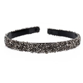 Retro semicircular headband in gunblack finish with shimmering crystal embellishments - Grey Rhinestone & Grey Pearl