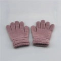 Detailed view of pink knitted winter gloves featuring ribbed cuffs for children - 2-11 Years / Dusky Pink