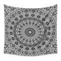 Tenture murale mandala bohème noir et blanc avec motif géométrique symétrique - 73X95CM / Tissu Brossé / LT178-9 (Noir-Blanc)