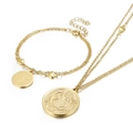 Ensemble bijoux dorés en acier inoxydable avec collier multicouche et bracelet à charms - Or (KS133371-Z)