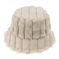 Gorro bucket de pelo sintético con rayas verticales en color blanco crema para mujer - 58cm / Beige