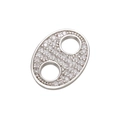 Macro shot of silver pavé cubic zirconia flower clasp connector for DIY jewelry making - Silver Pig Nose