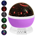 Star sky projector night light in purple base with moon and star pattern rotation - Purple Shell Stars Moon-Regular 1W