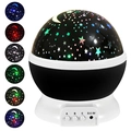 Starry night light projector in black and white with 6 colorful star patterns - Half Black Shell Stars Moon-Regular 1W