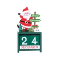 Wooden Santa Claus advent calendar ornament with movable date blocks for Christmas decor - 07240-Green Santa Claus