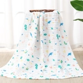 Soft six-layer cotton gauze baby blanket featuring colorful ocean animal prints - Big Whale
