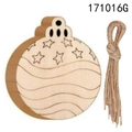 Star and wave patterned boxwood pendant with hemp rope, style number 171016G - Carved Ornament Ball / 10 Pieces Pack