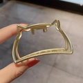 Elegant gold metal cat shaped hair claw clip for women with a hollowed-out texture - Medium Gold Cat