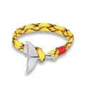 Bracelet en paracorde fait main avec fermoir ancre argentée en tissage jaune, noir et orange - Jaune