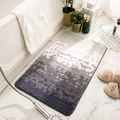 Absorbent non-slip bathroom mat in blue and grey gradient plush design for home - Forest Trace-Green