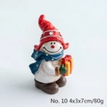 Christmas snowman resin figurine No. 10 with red hat and blue scarf, 4x3x7cm size - Style 10 (Snowman with Gift Box)