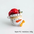 Christmas snowman resin figurine with red hat and yellow bowtie, model No.12, 4x3x5cm - Style 12 (Snowman Head)