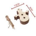 Wooden snowman ornament with star cutouts and hemp rope measuring 7.9cm by 8cm - Hollow Snowman