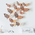 Hohle Schmetterling Wandaufkleber in Roségold und Weiß mit Rosenblütenmuster - Roségold